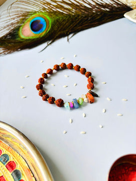 Rudraksh Bracelet Rakhi with Healing Stones for Brother
