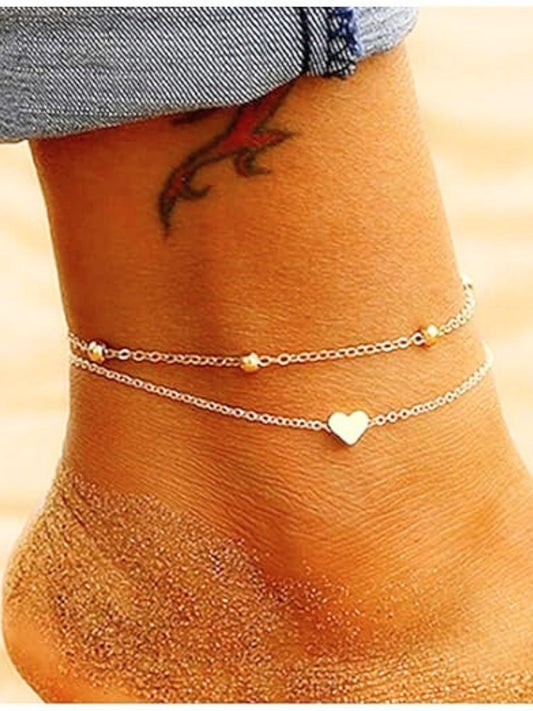 Gold-plated Heart Pendant Anklet