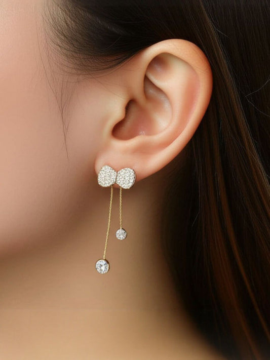 Bow Drop Tassel Earrings
