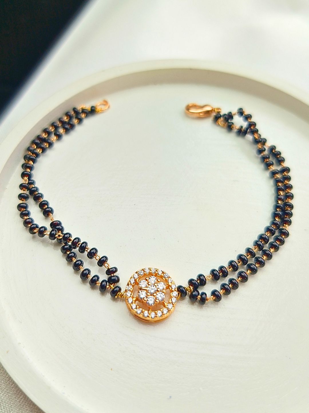 Rose Gold-Plated AD Mangalsutra Bracelet