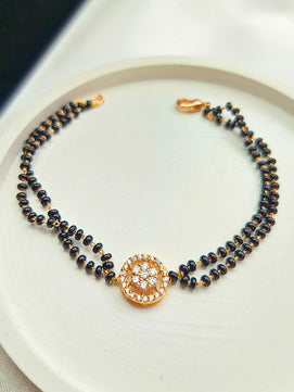 Rose Gold-Plated AD Mangalsutra Bracelet