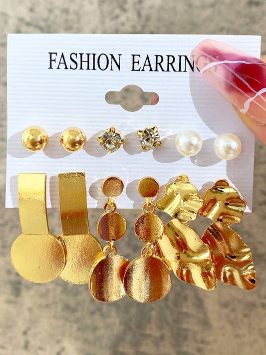 Set of 6 Earrings Combo (Gold)