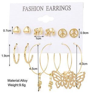 Pack of 6 Earrings Combo (Gold)