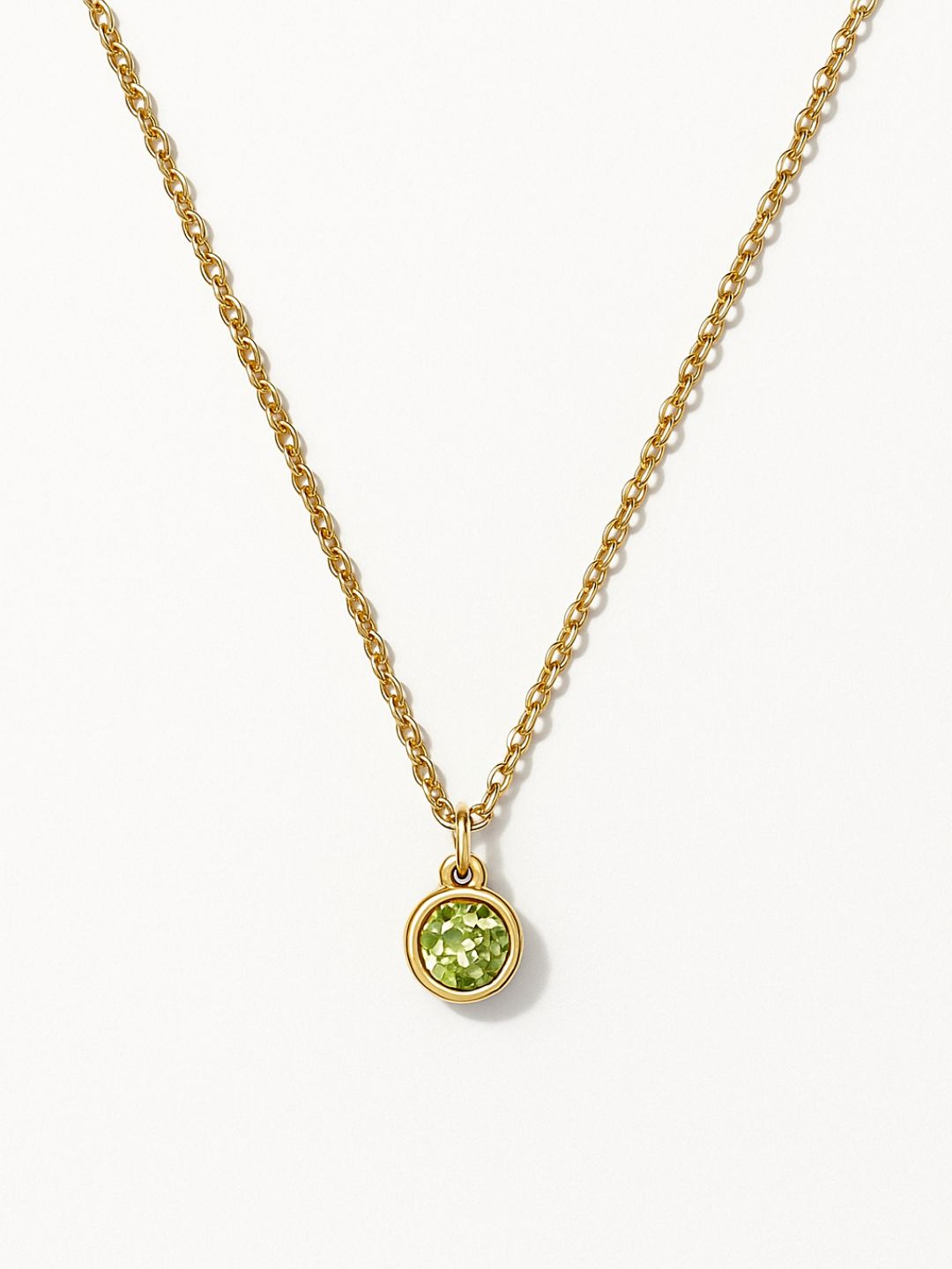 Gold-plated Birthstone Gemstone Pendant Necklace in Green Apatite