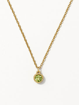 Gold-plated Birthstone Gemstone Pendant Necklace in Green Apatite
