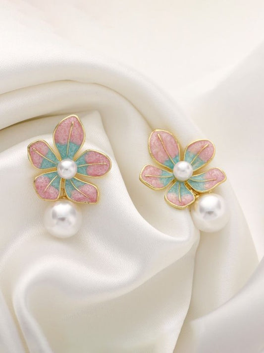 Pink Floral Resin Earrings