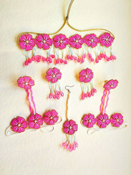 Floral Bridal Jewellery Set (Pink and Blue)