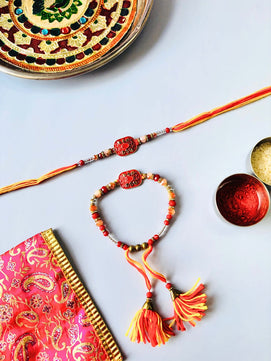 Bracelet Rakhi Set for Bhaiya Bhabhi with Roli Chawal
