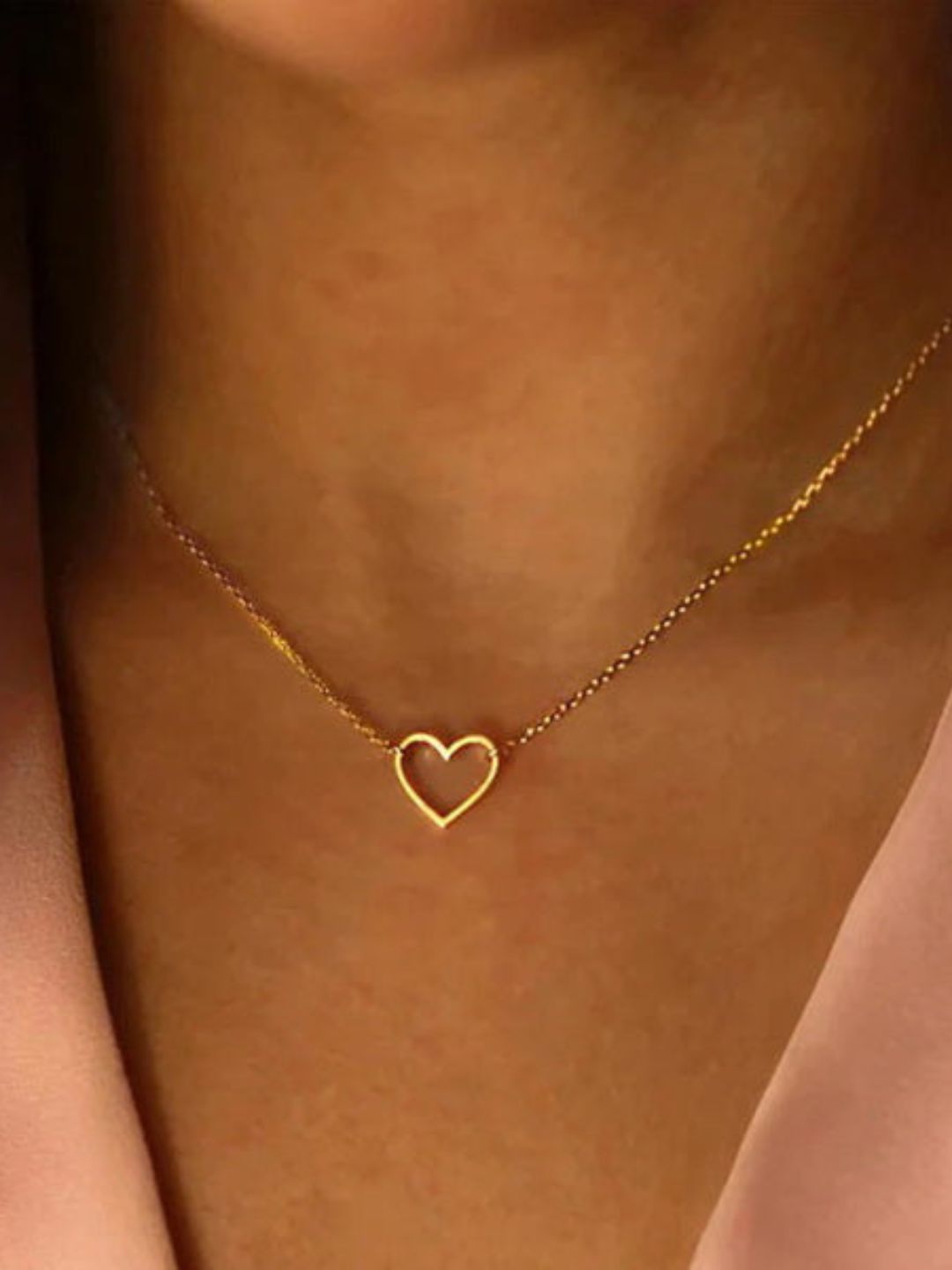 Dainty Heart Necklace Chain (Gold)
