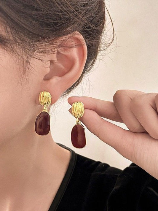 Pearl Drop Earrings (Red)