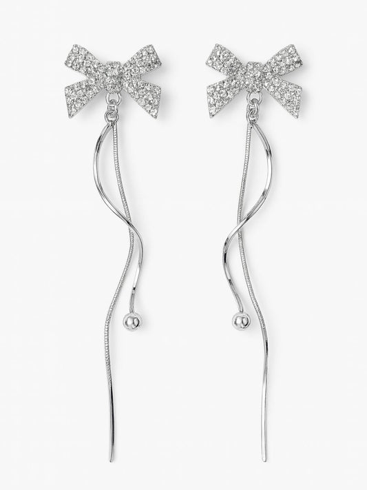 Silver Bow Dangler Earrings