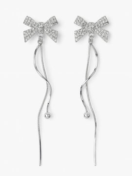 Silver Bow Dangler Earrings