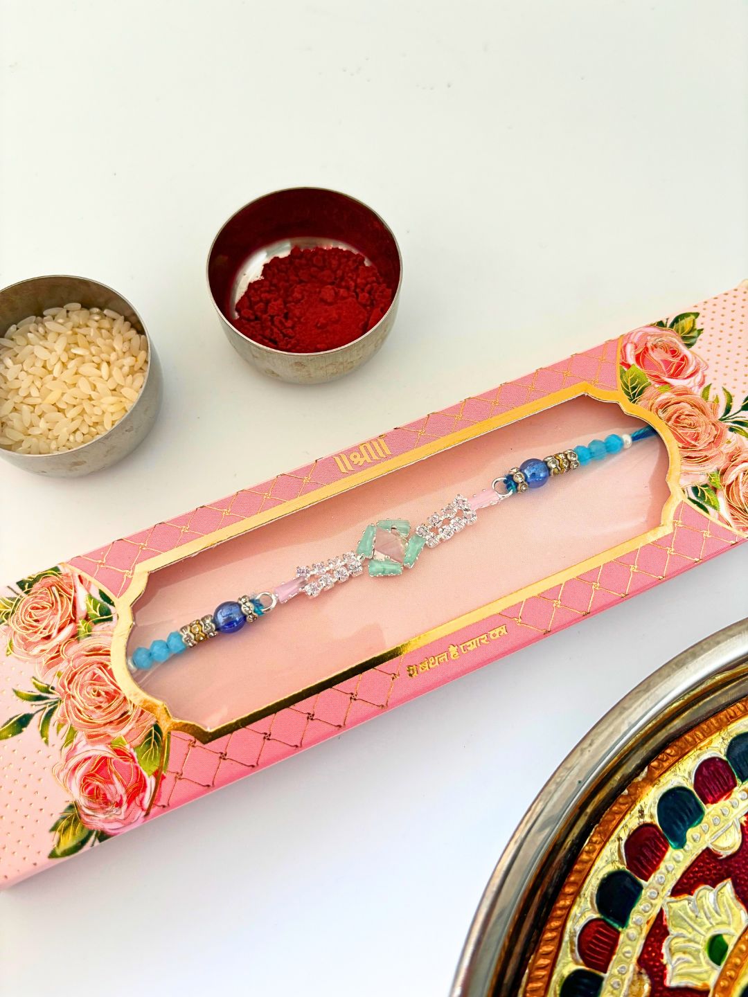 American Diamond AD Rakhi with Roli Chawal for Brother (Pack of 2)