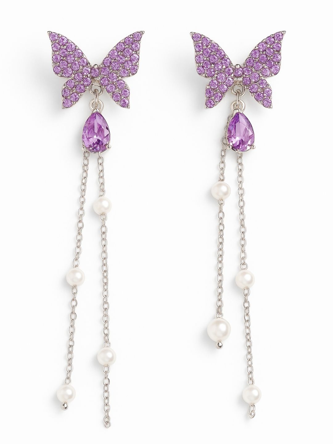 Purple Butterfly Tassel Earrings