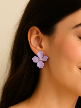 Purple Floral Stud Earrings