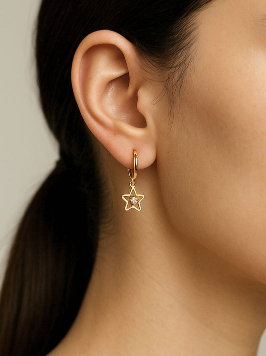 Star AD Drop Earrings (Gold)