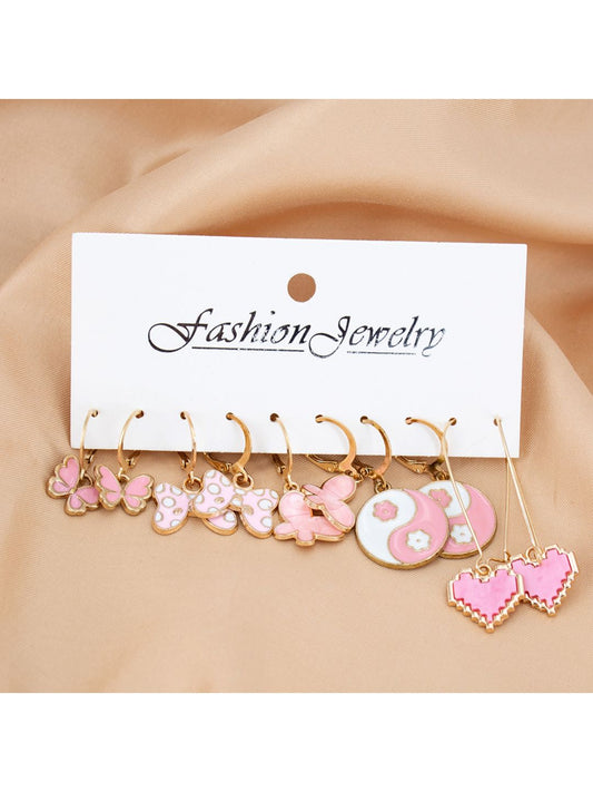 Lover Girl Earrings Combo (Pink)