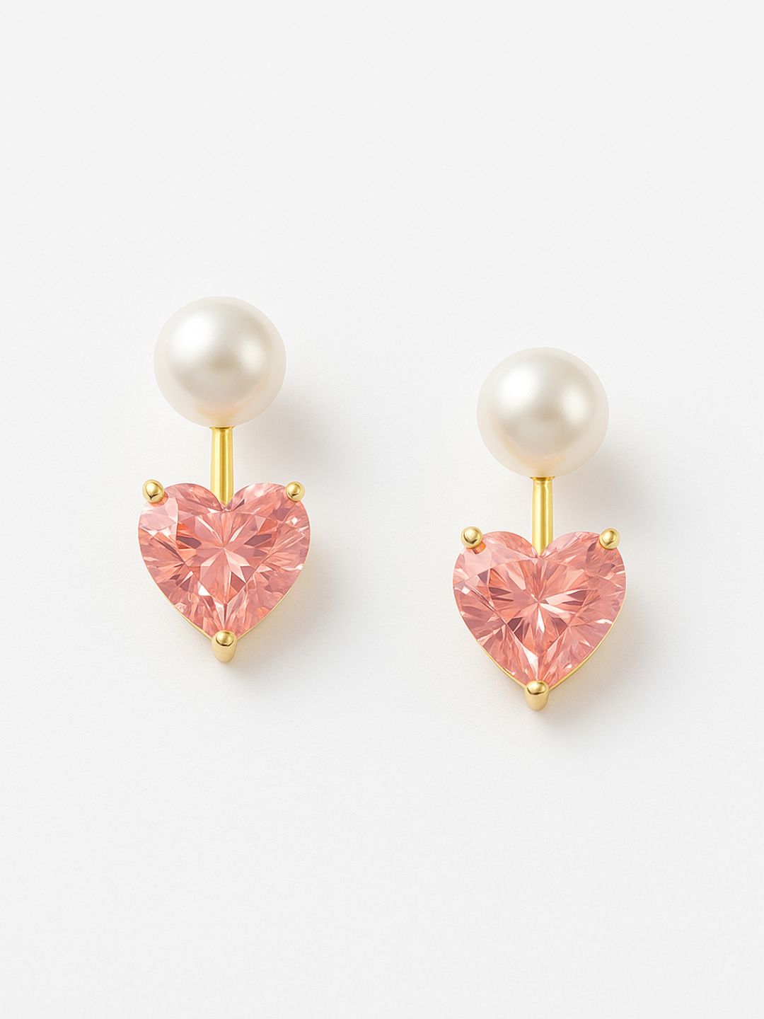Pink Crystal Heart Drop Earrings