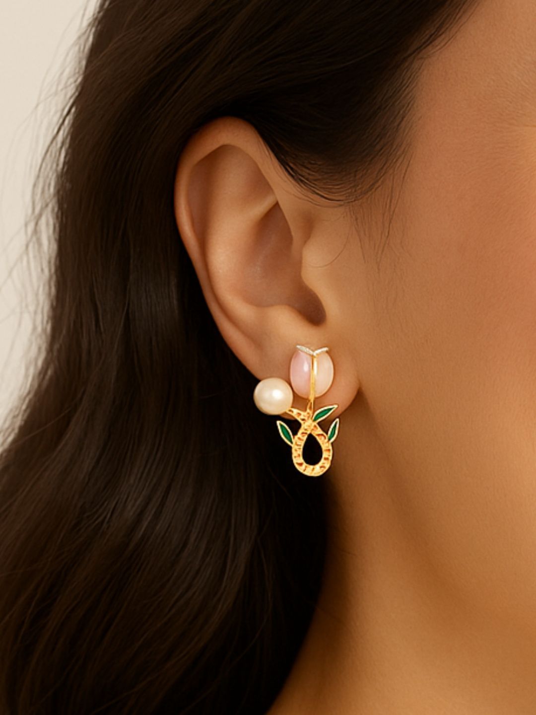 Pink Lotus Stud Earrings
