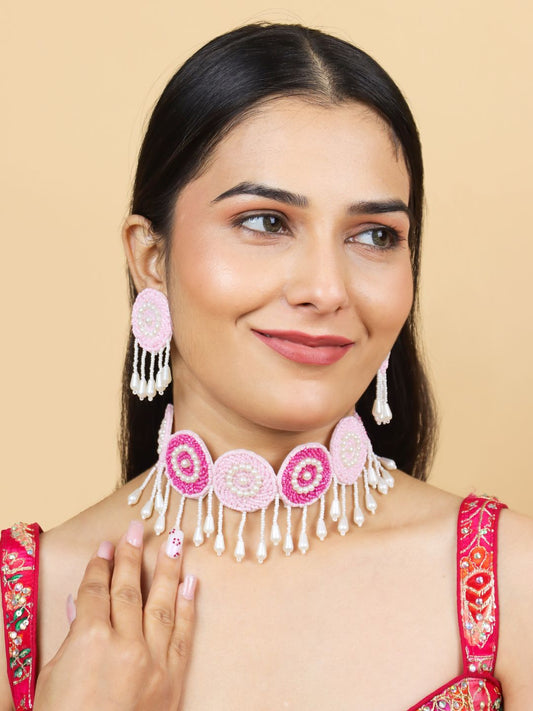 Pink Bridal Choker Set