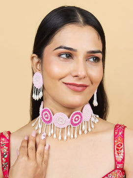 Pink Bridal Choker Set