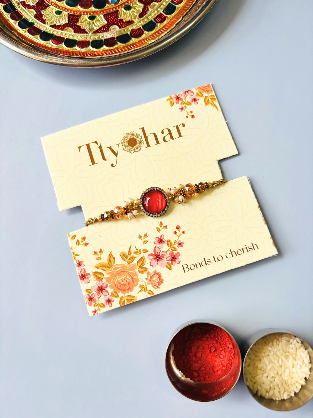 Resin Stone Rakhi with Roli Chawal for Brother