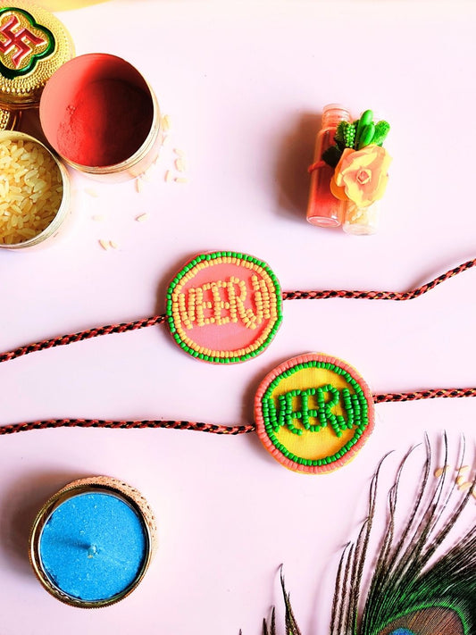 Veerji Beaded Thread Rakhi with Roli Chawal for Brother