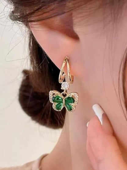 Emerald Butterfly Earrings (Gold)