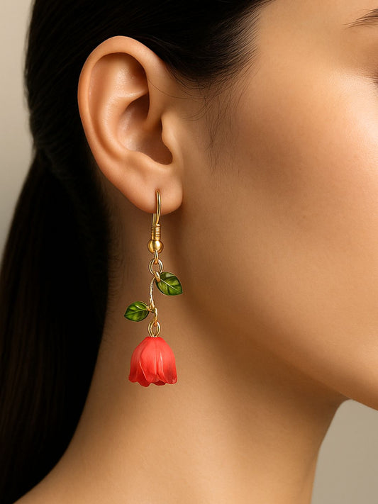 Red Tulip Earrings