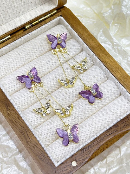 Purple Butterfly Tassel Earrings