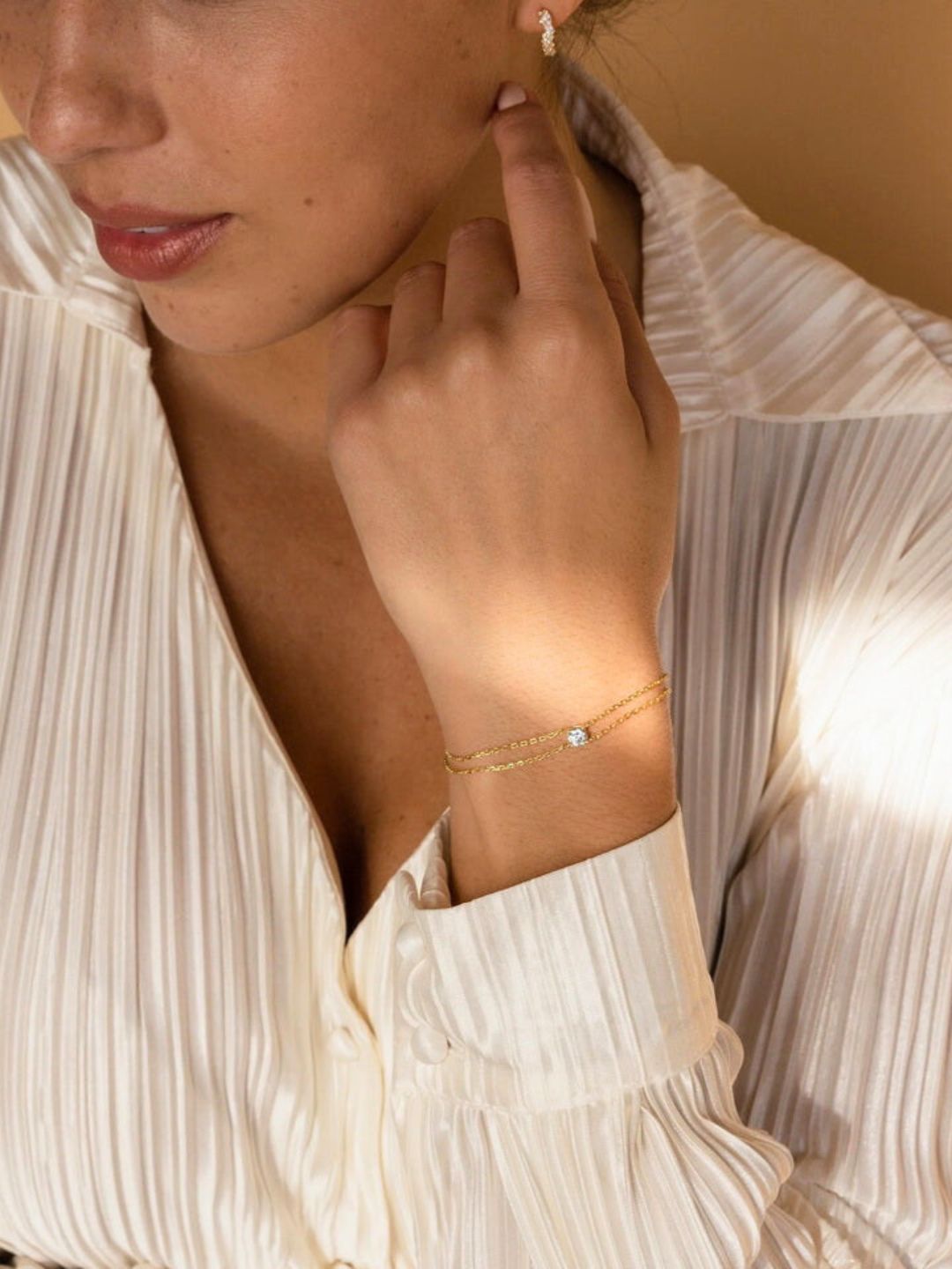 Pinterest AD Stone Charm Bracelet Anti-tarnish Stainless Steel Bracelet (Gold)