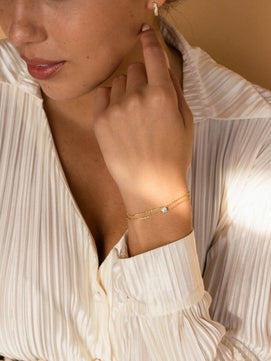 Pinterest AD Stone Charm Bracelet Anti-tarnish Stainless Steel Bracelet (Gold)