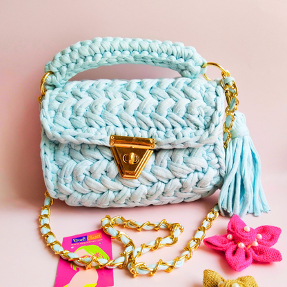 Pastel Blue Crochet Bag