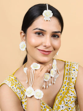 Flower Blossom Bridal Jewellery Set (White)