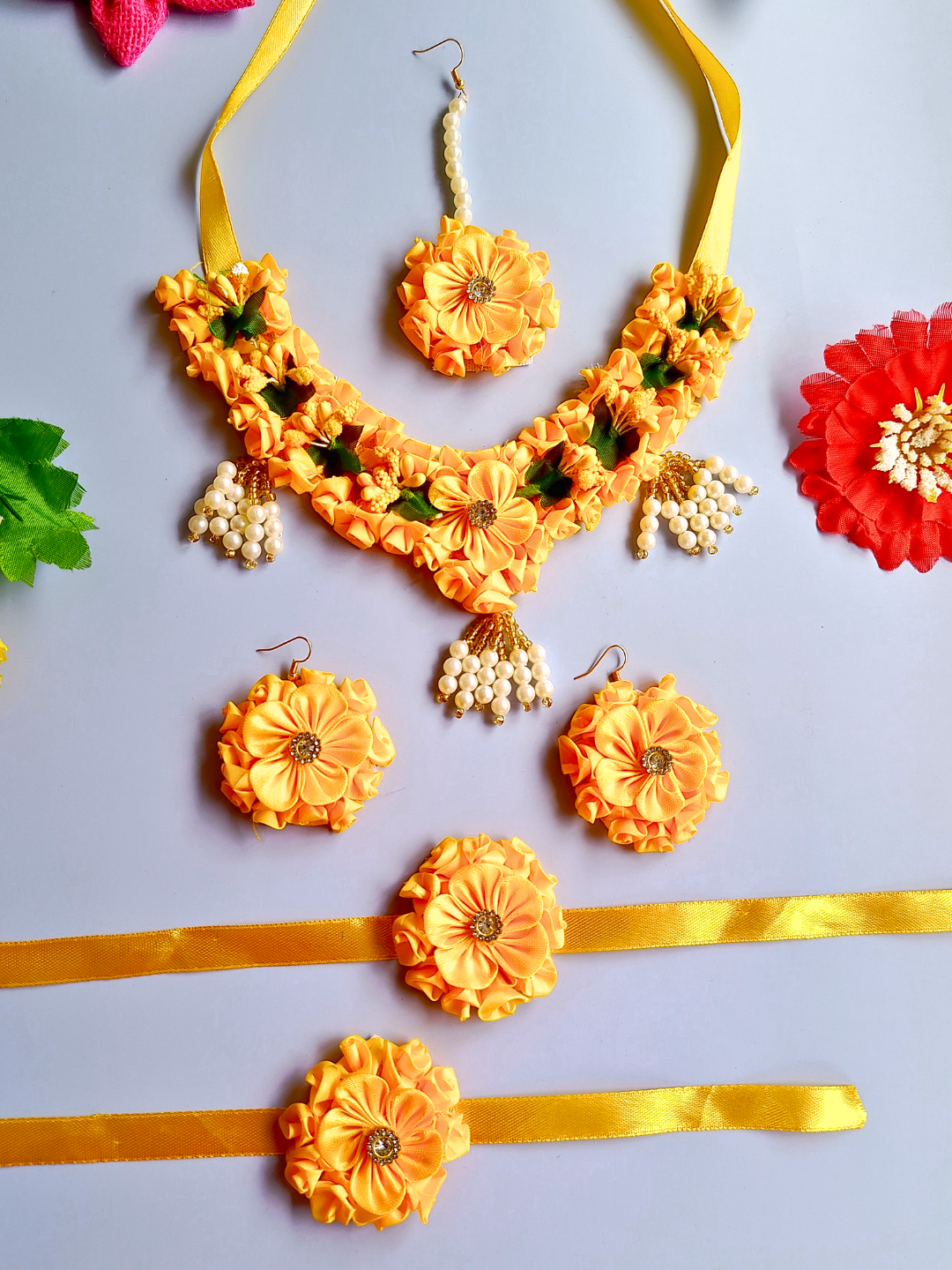 Haldi Mehendi Floral Jewelry: Set 7