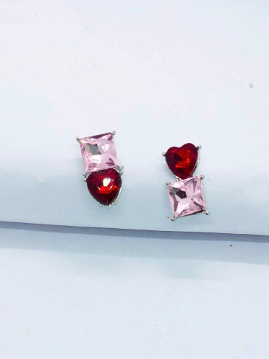 Red Heart Drop Earrings