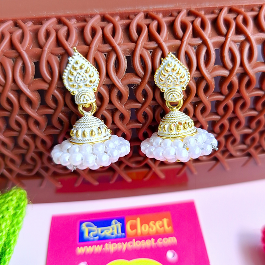 Oxidized Jhumki TC-28 (White)