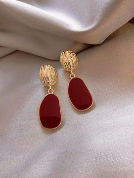 Pearl Drop Earrings (Red)