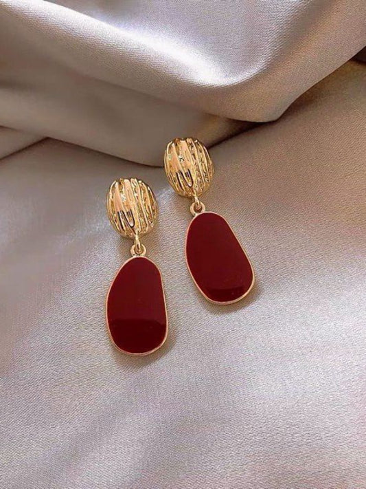 Pearl Drop Earrings (Red)