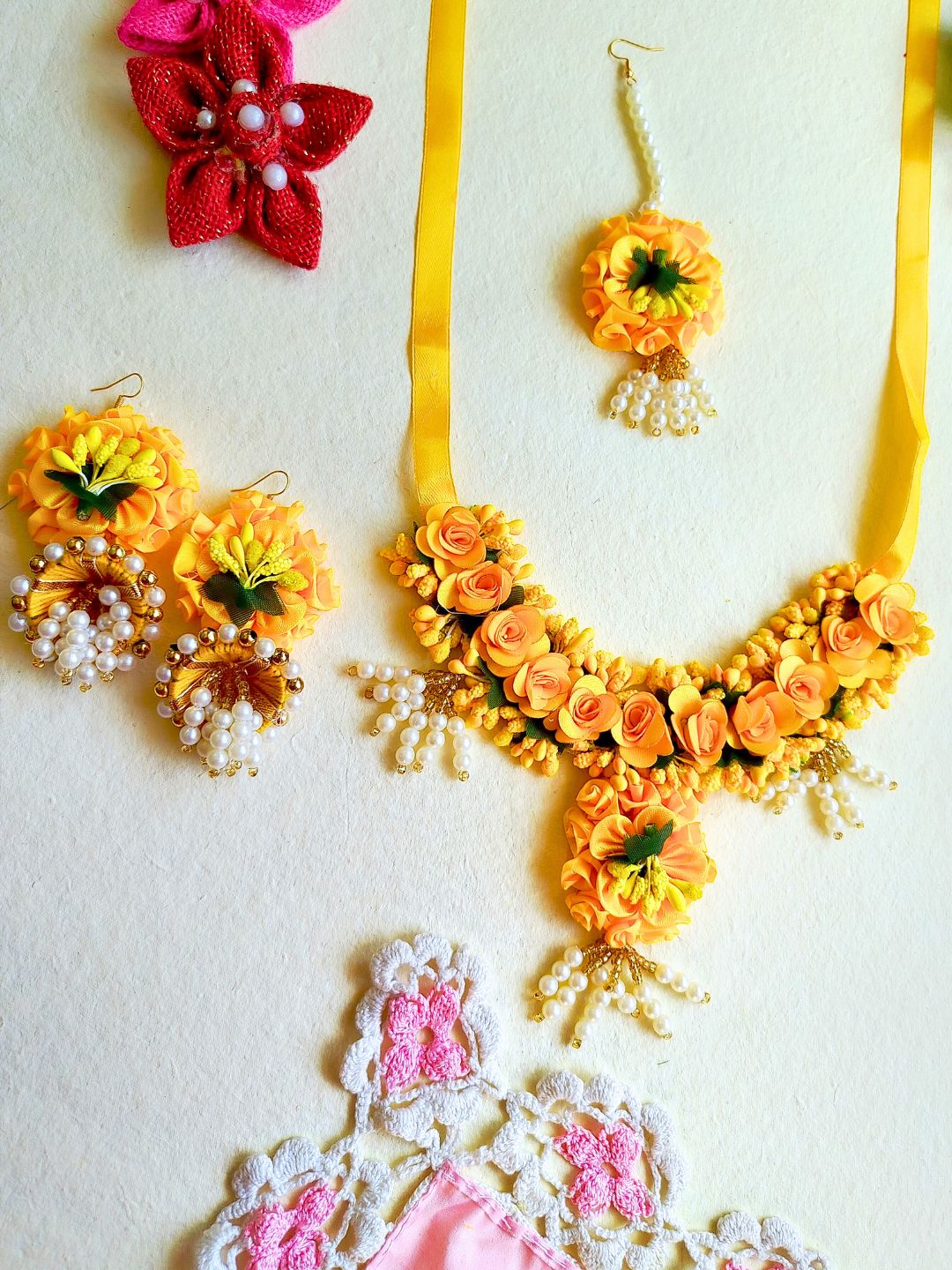 Haldi Mehendi Floral Jewelry: Set 5