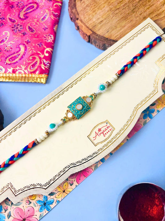 Traditional Meenakari Rakhi with Roli Chawal for Brother