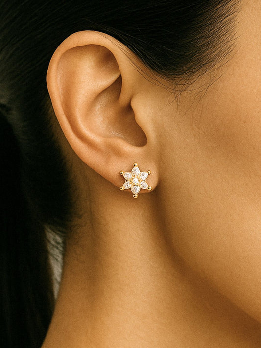 Gold-plated Floral AD Earrings