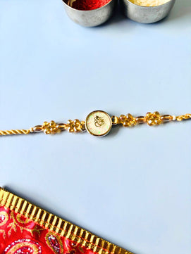 Ganeshji MOP Stone Embellished Rakhi with Roli Chawal for Brother