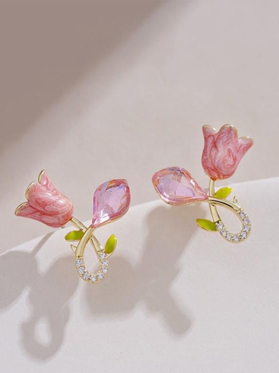 Pink Tulip Stud Earrings