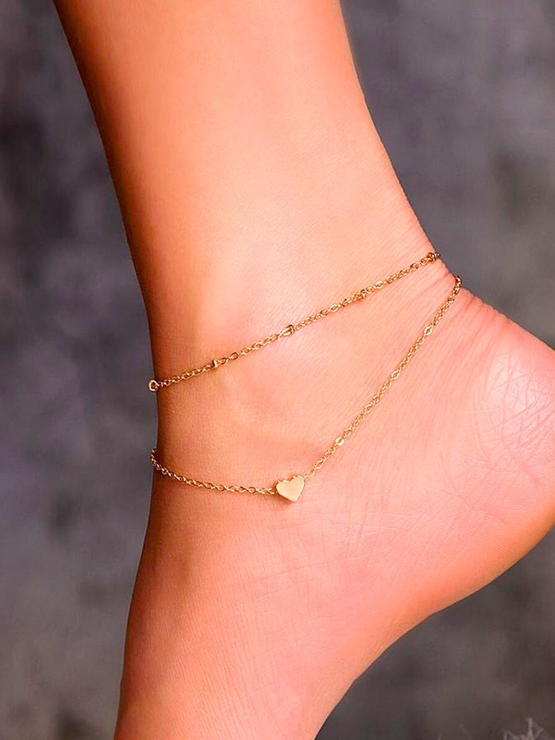Gold-plated Heart Pendant Anklet