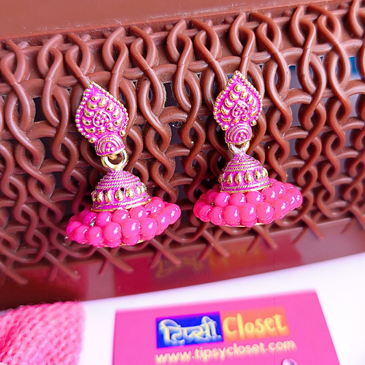 Oxidized Jhumki TC-28 (Pink)