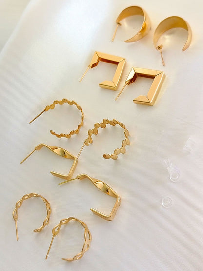 Combo Pack of 5 Hoop Earrings (Gold)