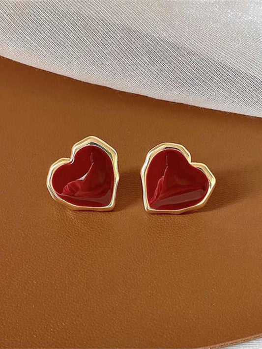 Red Heart Stud Earrings
