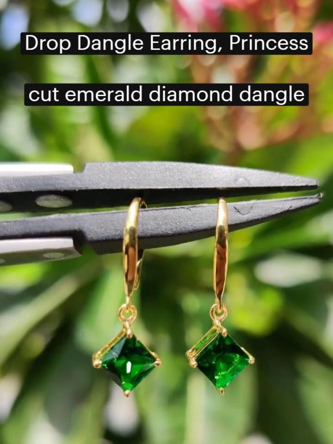 Emerald AD Stone Gold-plated Hoop Earrings