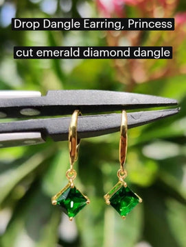 Emerald AD Stone Gold-plated Hoop Earrings